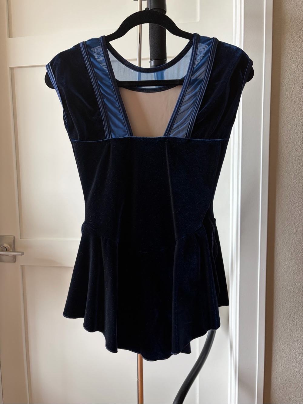 GK Elite Blue Velvet Figure Skating Dress Adult Medium Dance Skate - Picture 2 of 3